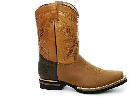 Grinders El Paso Stivali da Cowboy in Pelle Marrone con Cinturino in Pelle Marrone 45