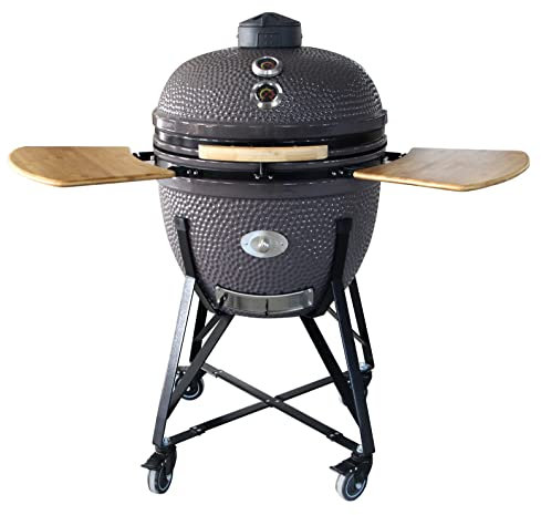 YNNI KAMADO TQ0C21BU Grand gril bleu avec friteuse pour barbecue, céramique, œuf, fumoir, TQ0C21BU