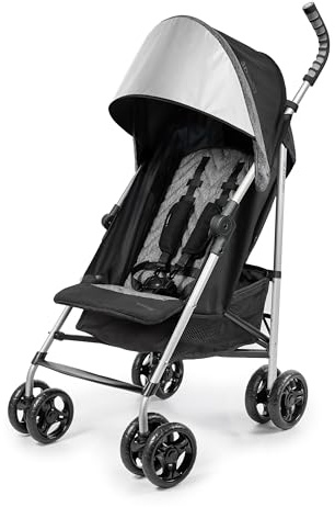 3Dlite ST Convenience Stroller, Black & Gray - Lightweight Stroller with Steel Frame, Large Seat Area, Multi-Position Recline, Large Storage Basket - Infant Stroller for Travel and More