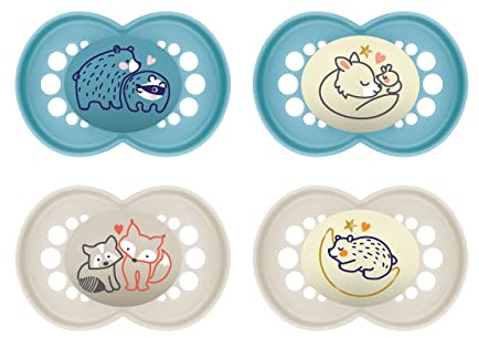 Istruzioni in lingua straniera - MAM Set di 4 ciucci originali Pure Day & Night in materiale sostenibile e rinnovabile, tettarella in silicone SkinSoft, scatola per ciuccio 6-16 mesi, orso/volpe/luna