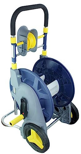 GLigeT Schlauchhalter Schlauchwagen mit bis zu 50 m Fassungsvermögen for 1/2 Zoll Schlauch, besonders stabil, mit komfortabler Schlauchführung im robusten Rahmen Gartenschlauch Halterung