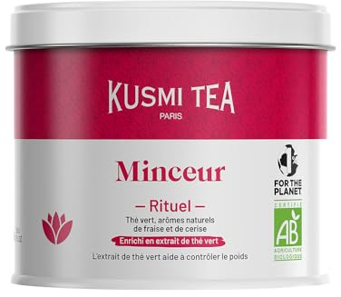 Kusmi Tea - Slim Ritual - Schlankheitstee - Angereichert mit Grüntee-Extrakt - Erleichtert die Gewichtsabnahme - Erdbeere und Kirsche - Loser Tee - 100 g Metalldose für etwa 50 Tassen