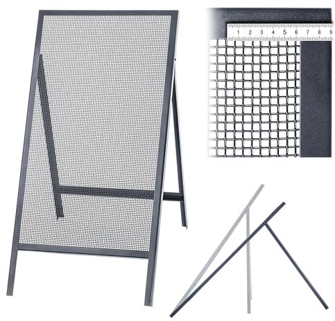 KADAX Tamis crible, grille de tamisage en fil de fer en acier, tamis de jardin, tamis en acier, tamis à sable, Tamis de construction rectangulaire pour tamis de sable & compost & terre & pierres