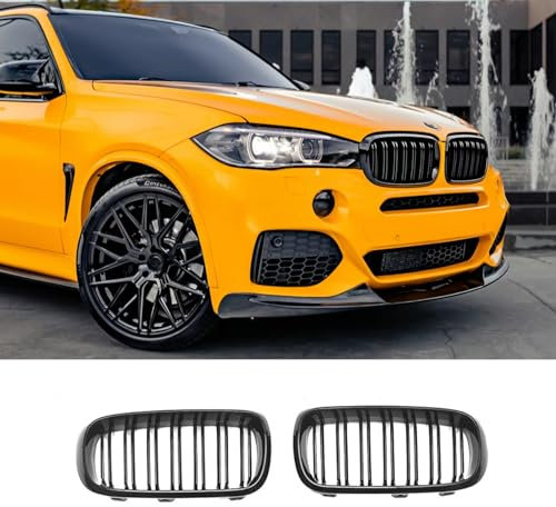 Hengjiayao F15 F16 riñón negro rejilla del radiador para BMW X5 X6 F15 F16 parrilla riñones doble puente deportivo brillo negro F15 rejilla del radiador 2014-2019 (For F15 2014-2019)