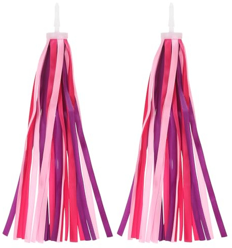 PATIKIL Streamer per Bici, Colorati Nappe per Manubrio Scooter, Impugnature, Nastri, Accessori, Decorazioni per Ragazze, Manici per Tricicli, Rosa Viola