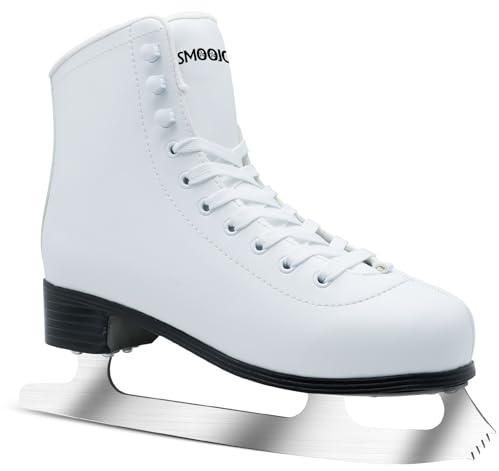 SMOOJOY Figure Skates for Women and Men Classic Ice Skates Indoor Outdoor Lace-Up Fun Ice Skate Shoes for Kids Adult
