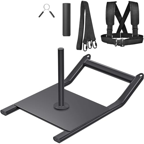 SELEWARE Weight Sled Workout Sled Fitness Strength Training Sled Speed Training Sled for Athletic Exercise and Speed Improvement Suitable for 1 and 2 Weight Plates Black