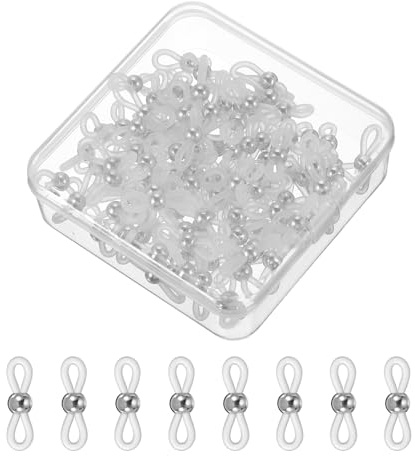 PATIKIL Estremità Catena Occhiali, 120 Pc Connettore Rotondo Regolabile Per Catena Occhiali Con Scatola Media Per Collana Occhiali Porta Occhiali, Bianco/Argento