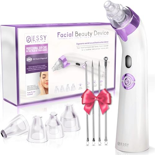 Essy Aspiratore Punti Neri & Rimozione Aspira Punti Neri Professionale, Estrattore Naso & Macchina Aspira Brufoli – Pulizia Viso & Rimuovi Comedoni, Pori Acne Pore Cleaner & Blackhead Remover (Viola)