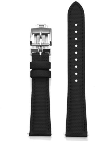 Bracelet De Montre Toile À Voile FKM Dégagement Compatible Avec Les Delugs | Sangle en toile à voile FKM à dégagement rapide avec boucle déployante, ajustement précis (noir)