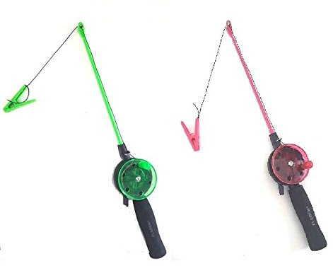Childs/Kids Crab Fishing Rod and Reel. Great Holiday Fun Set (Pink)