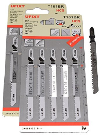 Jigsaw Blades T101BR Down Cutting 10 Pack Compatible with AEG Black & Decker Bosch Dewalt Festool Makita Metabo Skil T-Shank