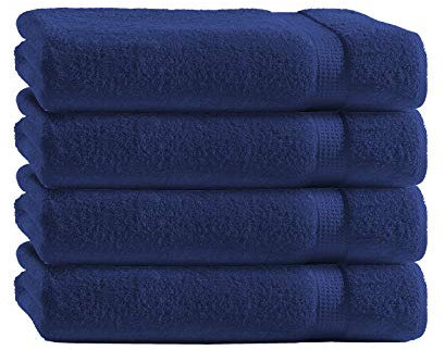 Class Home Collection Frottee Gästetücher 30x50 cm – 4er Set Gästetuch – Besonders weiche & saugfähige Gästetücher aus 100% Baumwolle mit Aufhänger – Navy