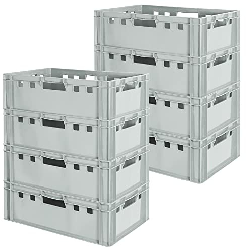 Euro Apilamiento de Plástico Caja Industrial Euro Caja Almacenamiento Eurobox E2 Gris Kingpower, Número:8