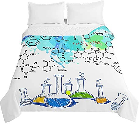 Oduo Colcha de Verano Cubrecama Edredón Acolchada Suave y Multiuso - 3D Interesante Colcha Bouti Microfibra Lavable para Cama de Infantil Individual Matrimonio (Azul Verde Química,100x150cm)