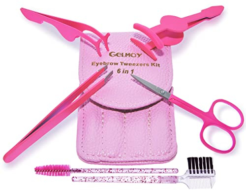 6Pcs Portable Eyelash Curlers Applicator Tool, Eyebrow Tweezer Scissor Comb Eye Brow Grooming Clippers Fake Lash Brush for Women