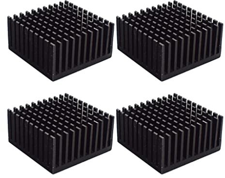 HANBOLI dissipateur Thermique en Aluminium 4 pièces 40x40x20mm dissipateurs Thermiques à ailettes de Refroidissement avec Rubans adhésifs conducteurs Thermiques 3M pour Le Refroidissement