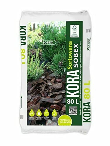 PSB Wood Bark Chips Mulch for Garden Wooden Chippings Landscape Pure 80L Quality 20-50mm, Brown