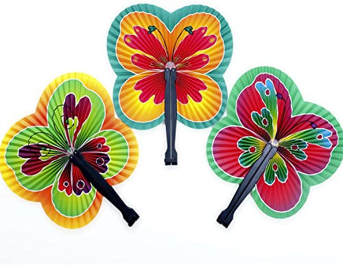 Icelus Confezione da 24 ventagli colorati a fisarmonica, pieghevoli, a forma di fisarmonica, per matrimoni, feste di compleanno, regali per bambini
