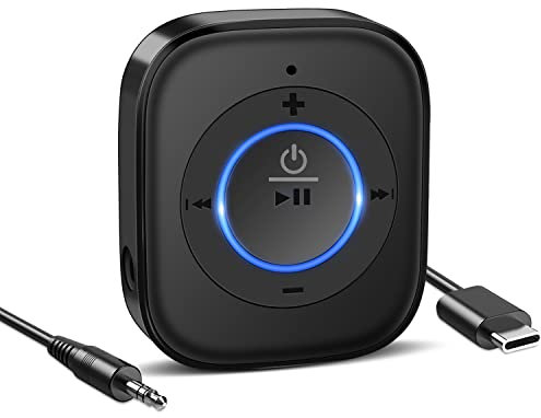 Golvery Bluetooth 5.4 Receiver for Car, Bluetooth Audio Adapter for Home Stereo, Wired Headphones, Old Speakers with 3.5mm Jack, Handsfree Calls, Dual Device Connection, 20-Hour Playtime