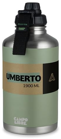 Campo Libre.® Umberto I Premium Edelstahl Trinkflasche 1l, 2l, 400ml | Thermosflasche, isolierte Wasserflasche | Auslaufsichere Isolierflasche | Kohlensäure geeignet | spülmaschinenfest