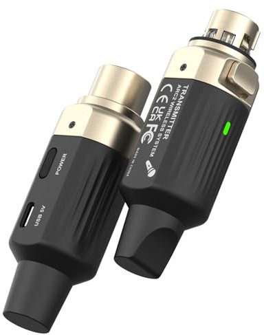 STRICH UHF XLR Wireless Microphone Transmitter Receiver, 7-Channel Mic System Set, Rechargeable Microphone Adapter Plug-on for Dynamic Mics, Audio Mixer, PA System