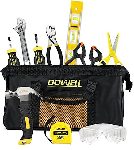 DOWELL Kids Tool Set with Tool Bag including Real Metal Hand Tools for Boys& Girls, Children&Junior Learning Tool Kit for Home DIY, Age 8+