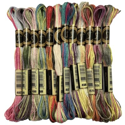 Paquete de 12 madejas mágicas de colores variados de hilo dental de seis hebras para bordado de punto de cruz, juego multicolor A