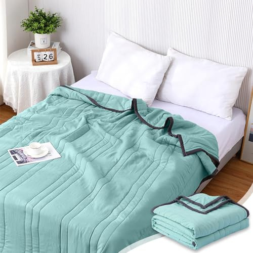 Cooling Blanket, Cooling Fiber Summer Blankets, Lightweight Cool Blanket, Ice Blanket for All-Season, Night Sweats Adult Kids Hot Sleeper Breathable Single/Double Bed Blanket Gifts (Blue, 150*200cm)