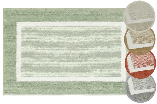 andiamo Badematte rutschfest Maui - Badezimmerteppich weich und flauschig - Duschvorleger für Badezimmer Badteppich rutschfest waschbar Set 40 x 60 cm + 50 x 80 cm Salbei
