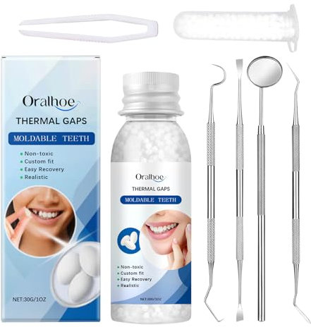 Zahnreparaturset Zahn Reparatur Set Zahnreparaturset Dauerhaft Zahnfüllung Selber Machen Provisorischer Zahnersatz Selber Machen zur Reparatur Zahnlücken Abgebrochenen Zähnen mit 4 Werkzeugen,30g+5g