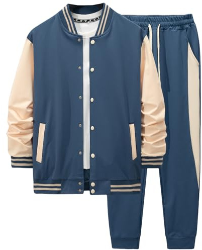 DONYKARRY Men's Tracksuits Sweatsuits For Men Suits 2 Piece Lightweight Casual Athletic Sports Jogging Sets(Blue,XXL)