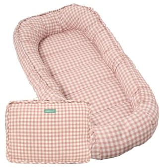 molis&co. Nido de Bebé 90 x 50 cm. Reductor de Cuna o Nido de Colecho para Bebe. Algodón. Cuna Portátil o de Viaje para recién Nacido. Oeko-Tex 100. (Dusty Rose)