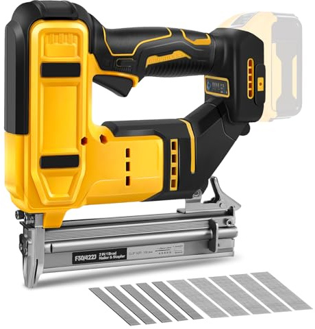 Clavadora inalámbrica de 18 GA compatible con batería Dewalt de 20 V, pistola de clavos sin escobillas 2 en 1 con 500 clavos y 500 grapas, funciona con pilas para mejoras del hogar, carpintería (sin