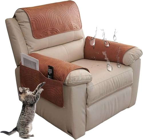 ILiemao Funda para Reposa Cabezas Reposabrazos Cubre Sofa Sillón Reclinable 1 Plaza Orejero Brazos Protector de Sofás 4 2 3 Plazas Impermeable Universal Individuales Navidad Antideslizante(Naranja)