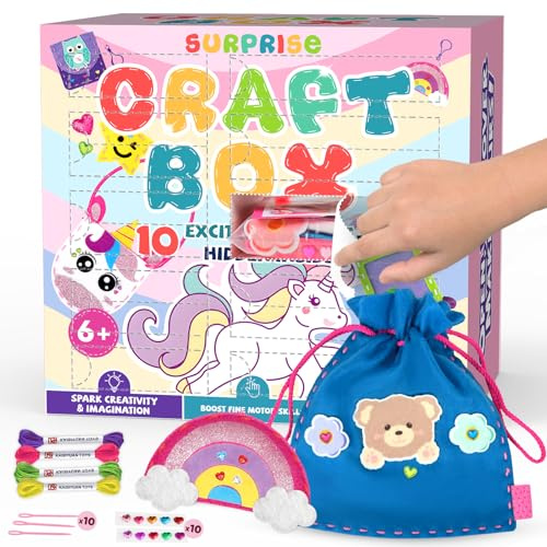 Fozcmisw Kit Couture Enfant dès 6 Ans - 10 Projets DIY Animaux en Feutrine, Loisir Créatif Fille, Activite Manuelle Apprendre à Coudre, Cadeau Fille 7 8 9 10 Ans