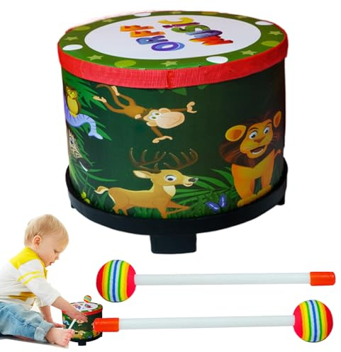 Tambour Rythmique pour – Jouet Musical pour Enfant, Tambour à Main, Jouet à Percussion de Taille L | Bâton en Bois fourni, améliore la Coordination et Les compétences Musicales, idéal pour Les
