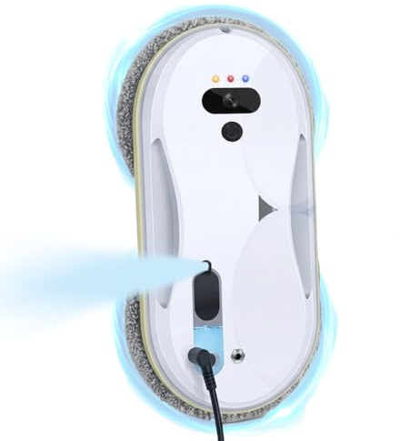 Aspirador robótico para limpiar ventanas 5600Pa, robot inteligente automático de limpieza de vidrio con detección de bordes, sistema de cuerda de seguridad y control remoto para ventanas verticales