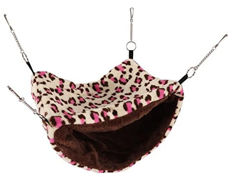 Qalvona Dondolo per Piccoli Animali, Amaca Doppio Strato in Plush Morbido, 28x22x20cm, Colore Rosa a Pois - Caldo e Confortevole, Resistente alla Masticazione, Ideale per Scoiattoli e (macchie rosa)