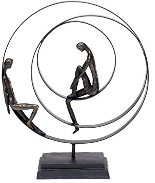 Brillibrum Escultura de la amistad de polirpiedra, figura decorativa de cohesión de metal, pareja de enamorados, figura decorativa moderna