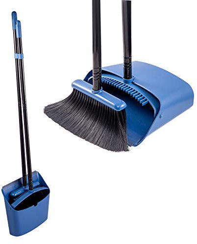 Jekayla Besen und Kehrschaufel Set, Kehrmaschine und Kehrschaufel Combo mit 137cm Langem Ausziehbarem Griff für die Haushaltsreinigung, Blau