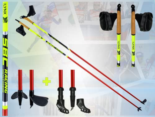 Sportlynx Racing 100% Carbon Langlaufstock Skating Rollski Skiroller Stöcke Nordic Blading Skike (Widia Spitze mit Gummipads, 145 cm)