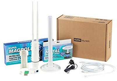 KUMA WiFi Antennen Booster Kit – 600Mbps Dualband 2,4GHz & 5GHz WLAN Verstärker für Zuhause, Garten, Büro, Caravan & Wohnmobil – Tragbarer Router Repeater – KUMA WiFi Antennen Booster Kit