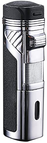 Accendino a Torcia da 2 Pezzi Accendino a Gas Butano a 4 Getti di Fiamma Accendini a Torcia a Getto Ricaricabili Accendino(Carburante Non Incluso),Black,82.5 * 29.5mm