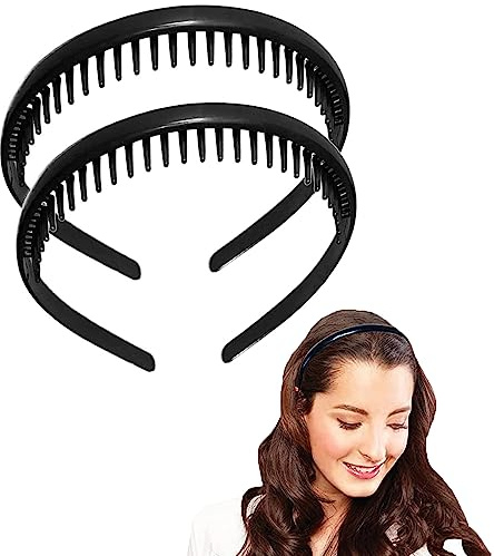 Unisex Headbands Teeth Comb Hairband 2 Pack Sports Hair Bands Plastic Toothed Hairbands Non-Slip Headbands for Women Men