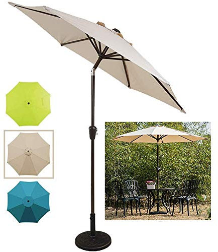 NOALED Parasol de Jardin inclinable 2,25 m / 7,4 Pieds Parasol de Table de marché extérieur avec manivelle et Fonction d'inclinaison, pour Jardin, terrasse, Camping, pelouse, Restaurant