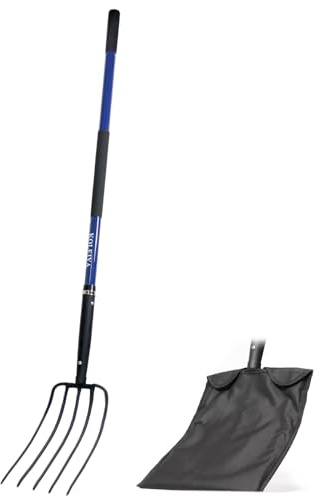 KOLEIYA 5-Tine Pitchfork for Gardening, 57-Inch Heavy Duty Garden Fork with Fiberglass Handle, for Mulch, Compost, Manure, Hay, and Soil Loosening,Blue
