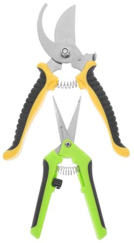 VINTORKY Sécateurs De Jardin Multifonctions Pour Taille Des Arbres Fruitiers Et Plantes, Lot 2 Pièces Sk5, Ergonomiques Antidérapants Jaunes Et Verts, Outils De Jardinage Professionnels Pour Entretien