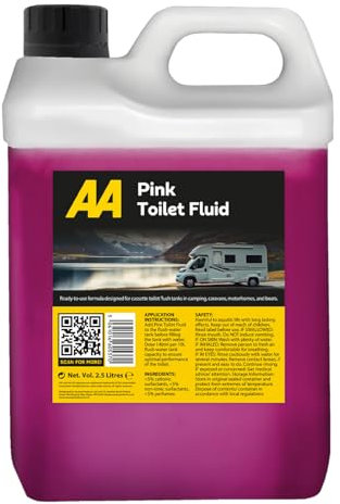 AA Toilet Cleaner Pink Flush for Caravans and Motorhomes, 2.5 Litre, Formaldehyde Free, Pink Fluid