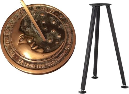 ANTIKMEDIEVAL Måne och stjärnor massiv mässing solur med stativ 25 cm diameter